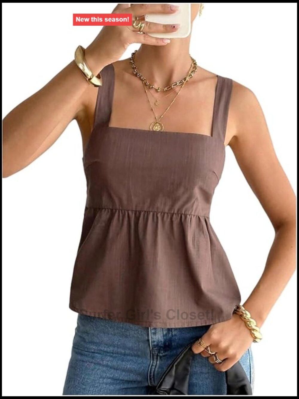 SweatyRocks Womens Square Neck Babydoll Peplum Tank Top Sleeveless Open Back